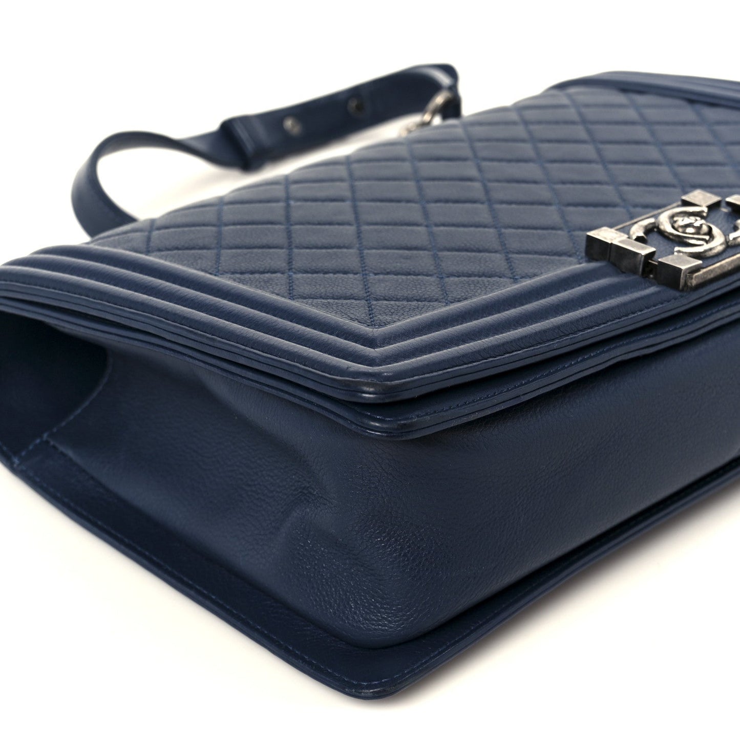 Calfskin Quilted New Medium Boy Flap Dark Blue