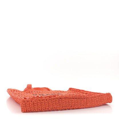 Yarn Raffia Effect Crochet Logo Embroidered Tote Bag Arancio