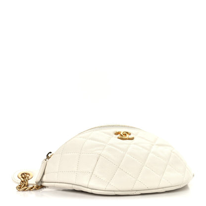 Caviar Quilted Sweetheart Belt Bag White