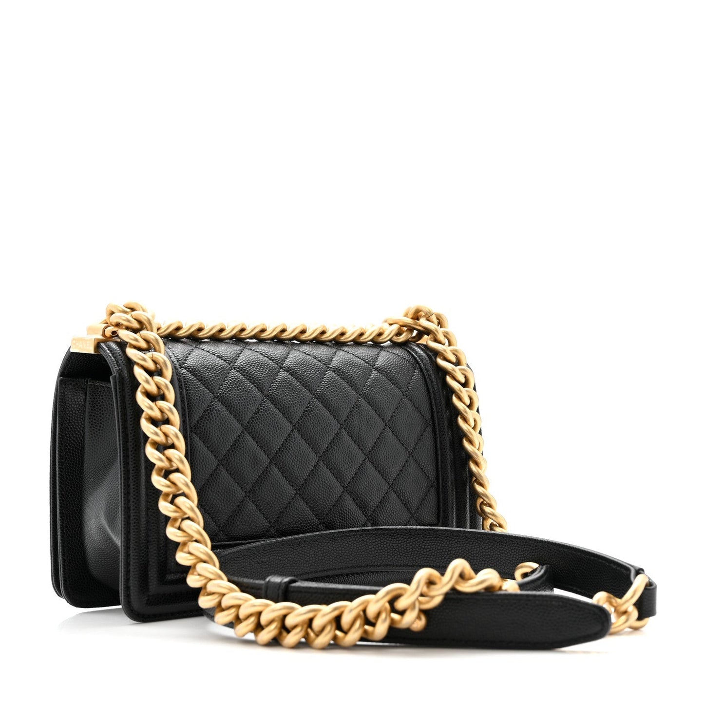 Caviar Quilted Small Boy Flap Black