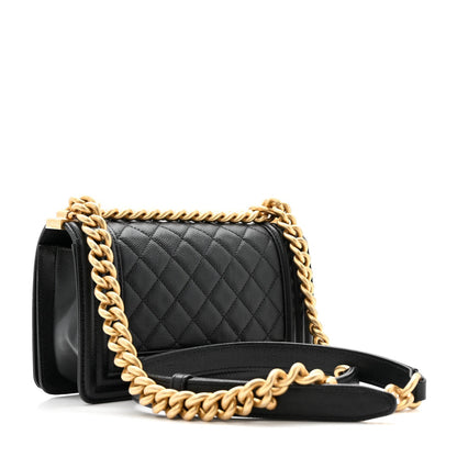 Caviar Quilted Small Boy Flap Black