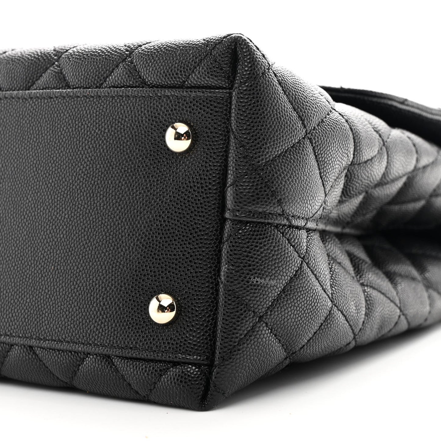 Caviar Quilted Medium Coco Handle Flap Black