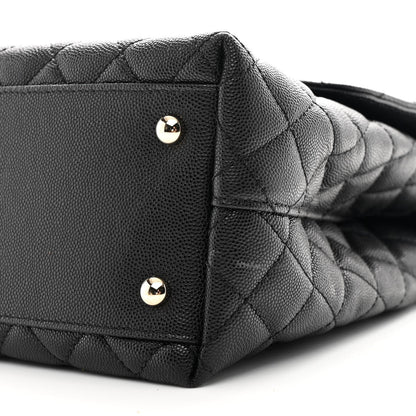 Caviar Quilted Medium Coco Handle Flap Black