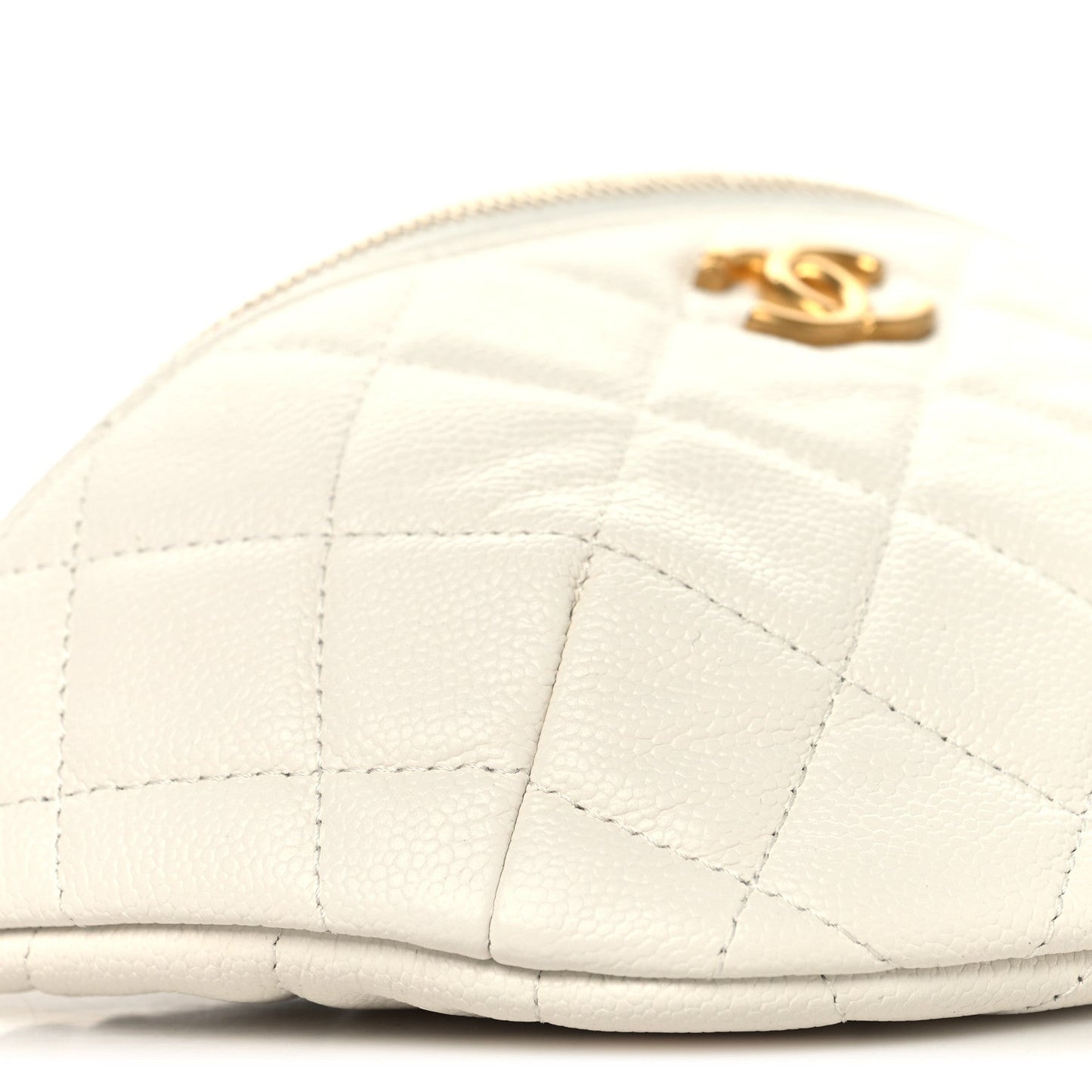 Caviar Quilted Sweetheart Belt Bag White