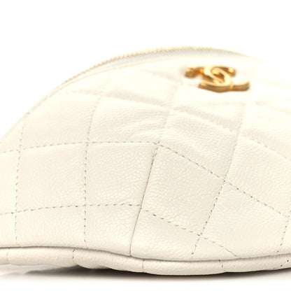 Caviar Quilted Sweetheart Belt Bag White