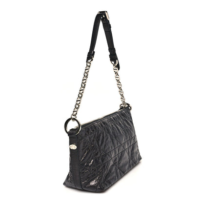 Crinkled Calfskin Macrocannage DiorStar Hobo Bag Black