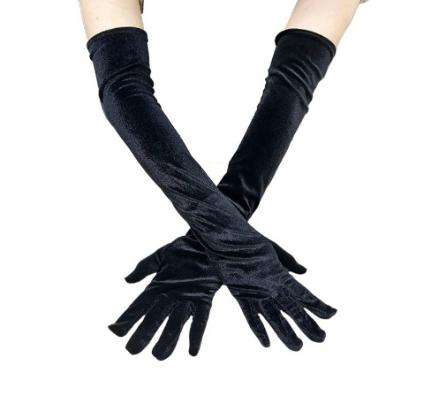 20s black bridal gloves wedding gloves long velvet women's gloves opera evening gloves     S6228