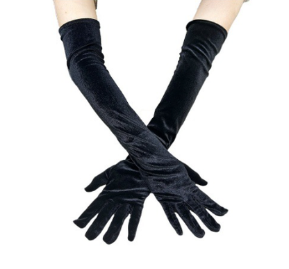 20s black bridal gloves wedding gloves long velvet women's gloves opera evening gloves     S6228