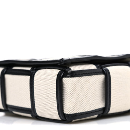 Canvas Intrecciato Padded Cassette Crossbody Bag Natural Black