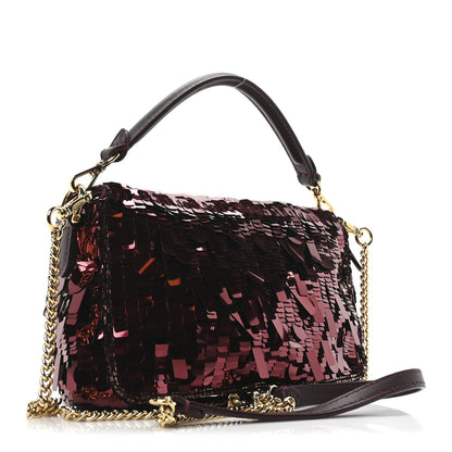 Sequin Paillettes Vitello Grace Sex and the City Mini Baguette Granata