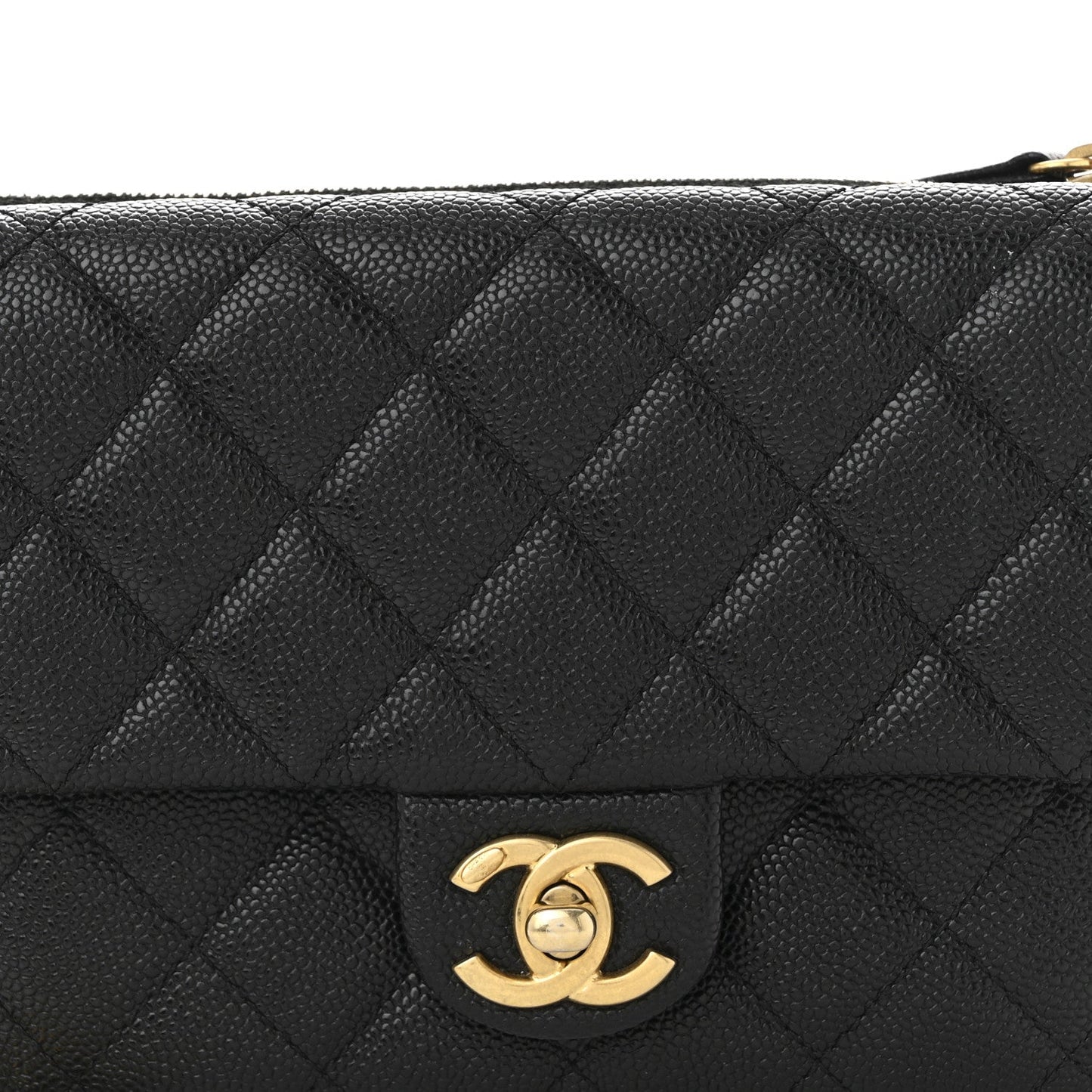 Shiny Caviar Pick Me Up Flap Belt Bag Black