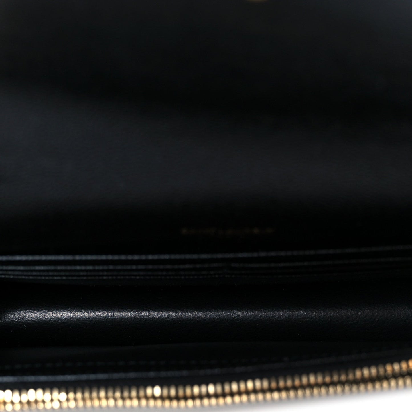 Grain De Poudre Matelasse Chevron Monogram Envelope Chain Wallet Black