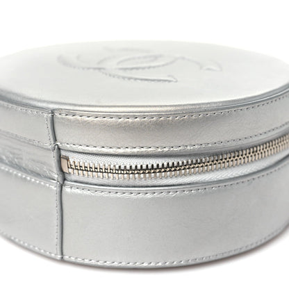 Metallic Glazed Calfskin Round As Earth Evening Bag Silver
