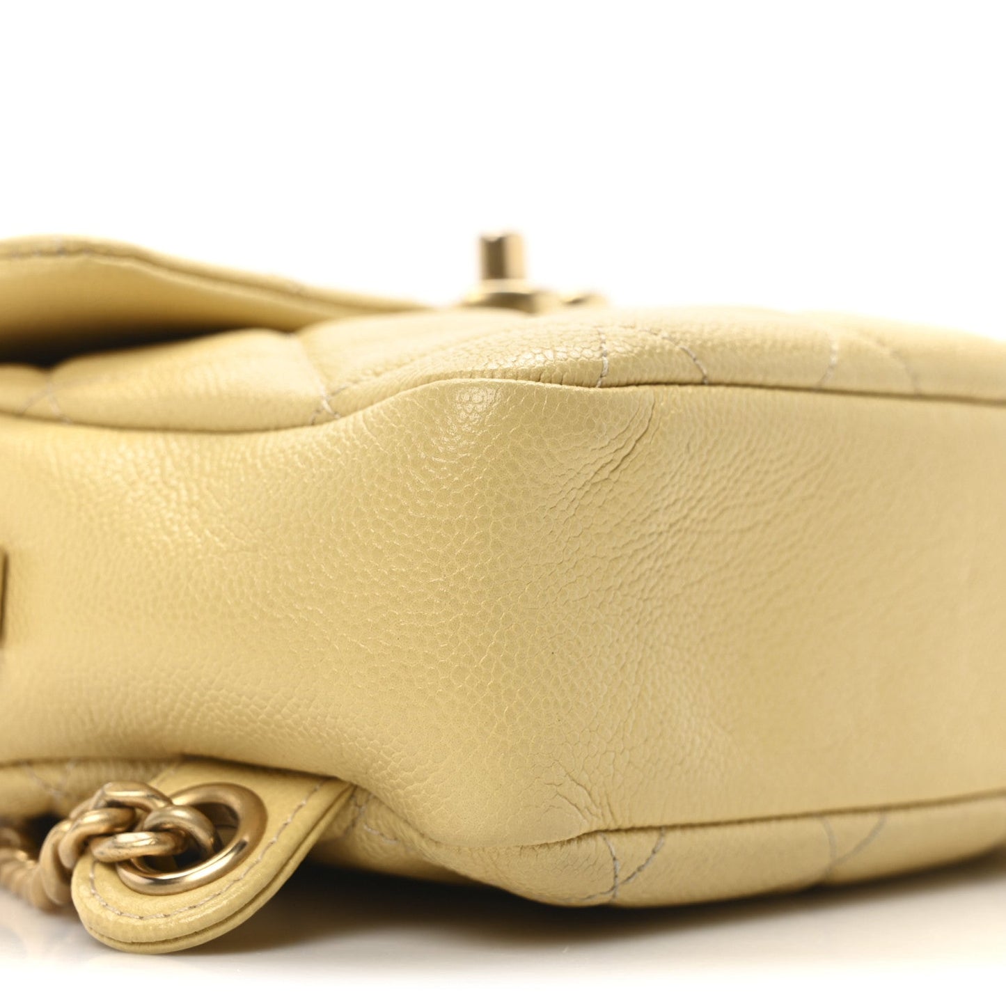 Shiny Caviar Quilted Chain Melody Backpack Yellow