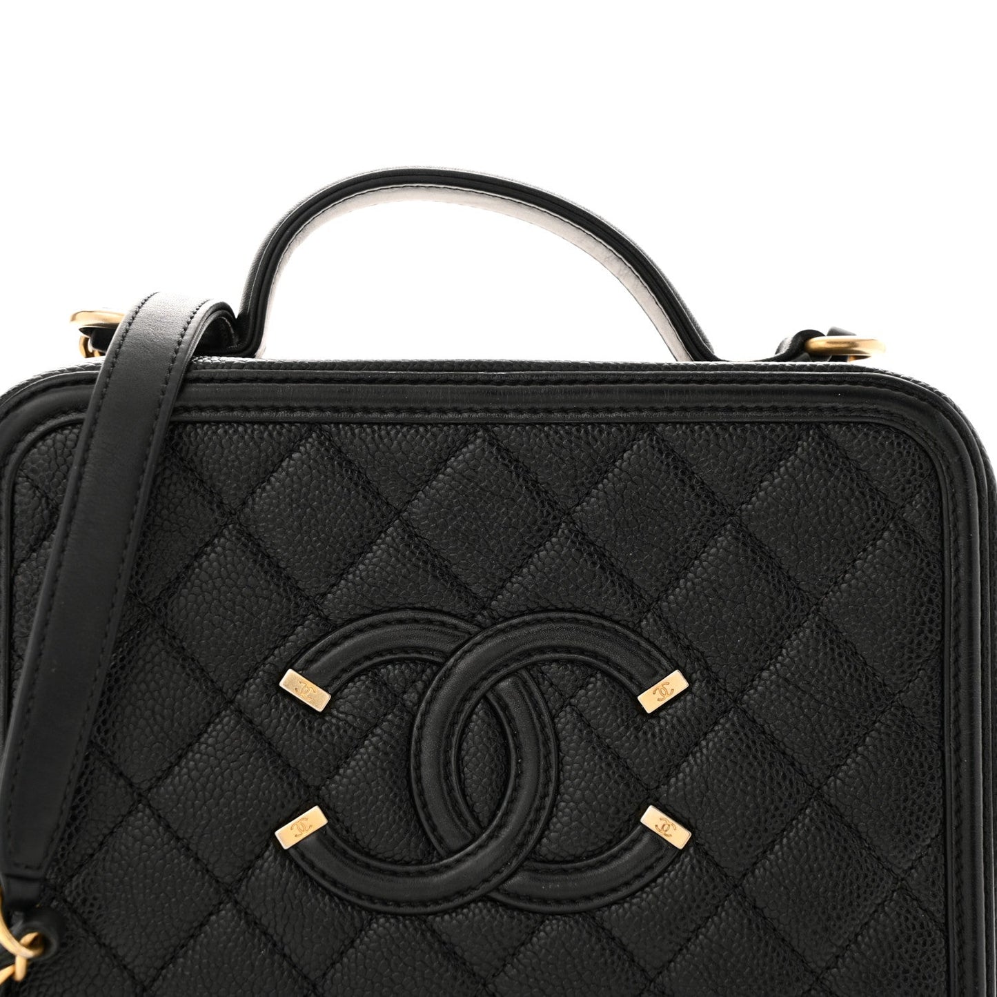 Caviar Quilted Medium CC Filigree Vanity Case Black