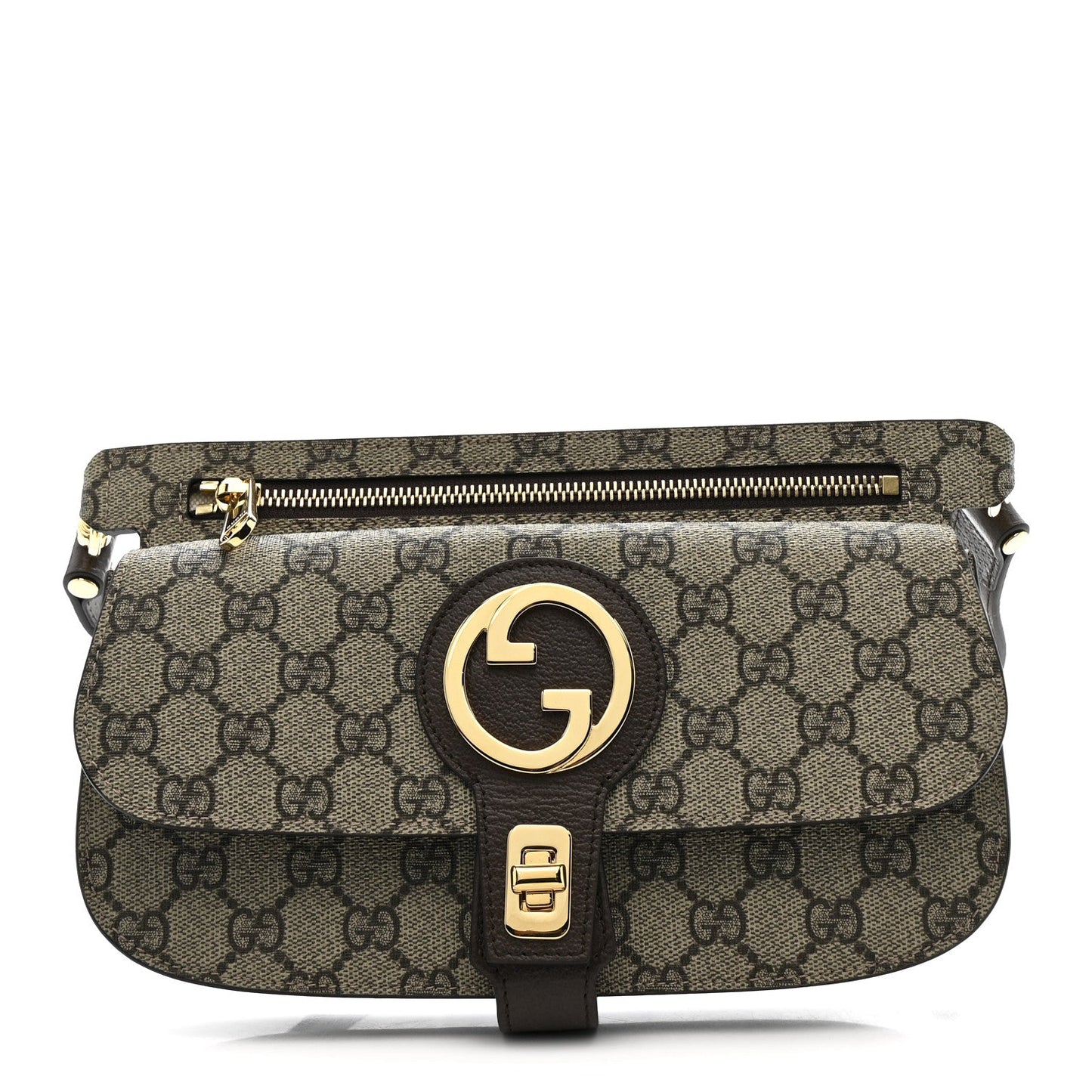 GG Supreme Monogram Textured Dollar Calfskin Blondie Belt Bag Beige Ebony New Acero