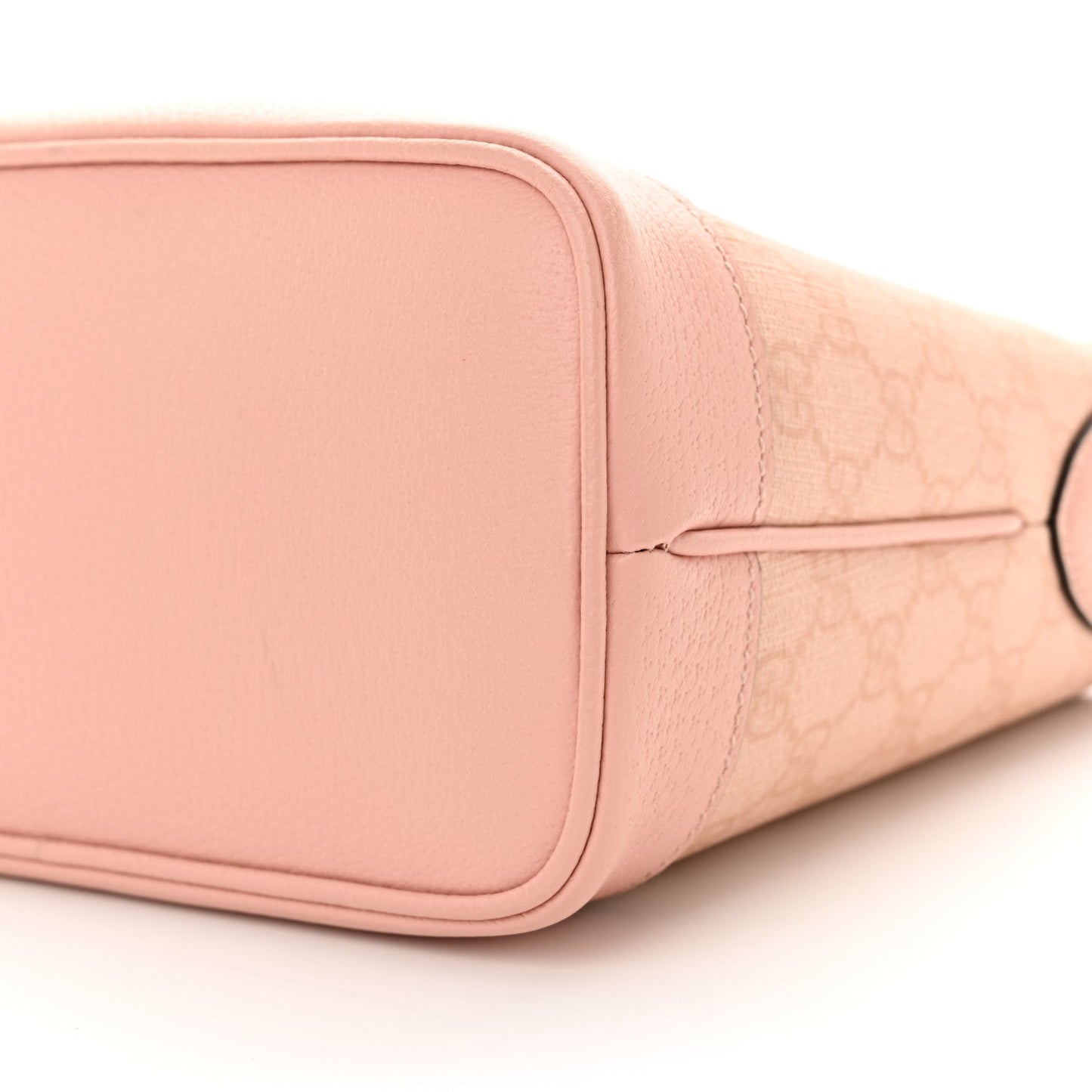GG Supreme Monogram Textured Dollar Calfskin Web Small Ophidia Bucket Shoulder Bag Rose Pink