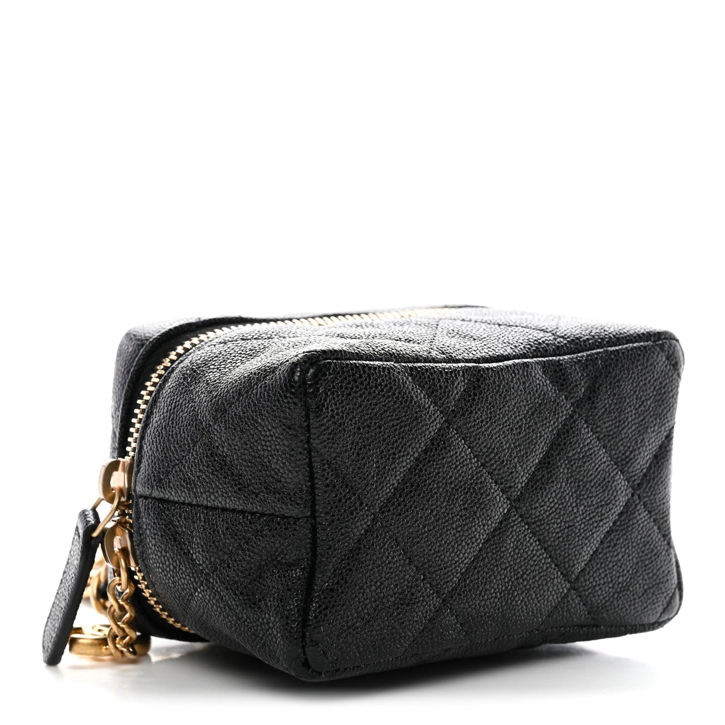 Caviar Quilted Mini Top Handle Vanity With Chain Black
