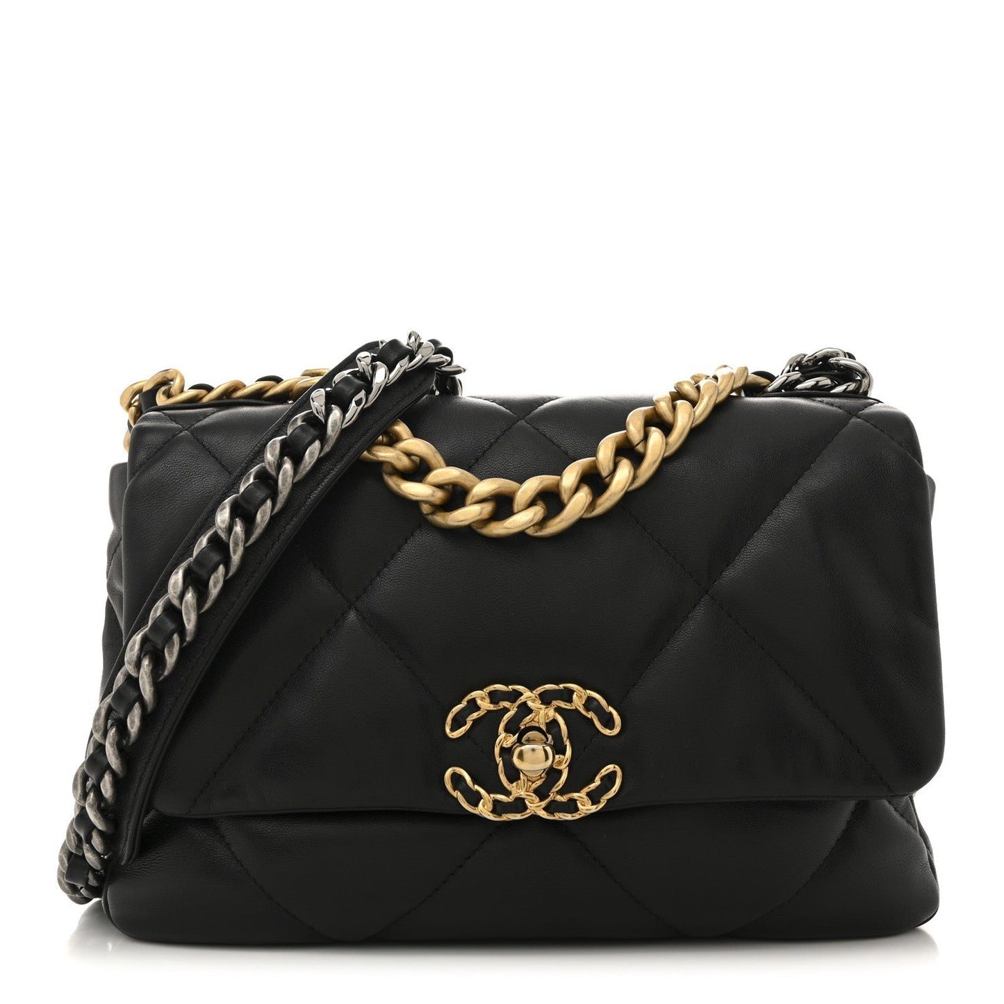 Lambskin Quilted Medium Chanel 19 Flap Black