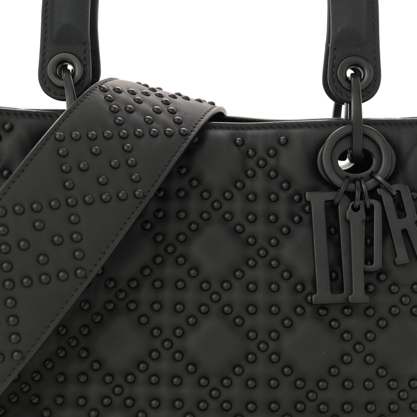 Matte Calfskin Cannage Studded Medium Supple Lady Dior Ultra Black
