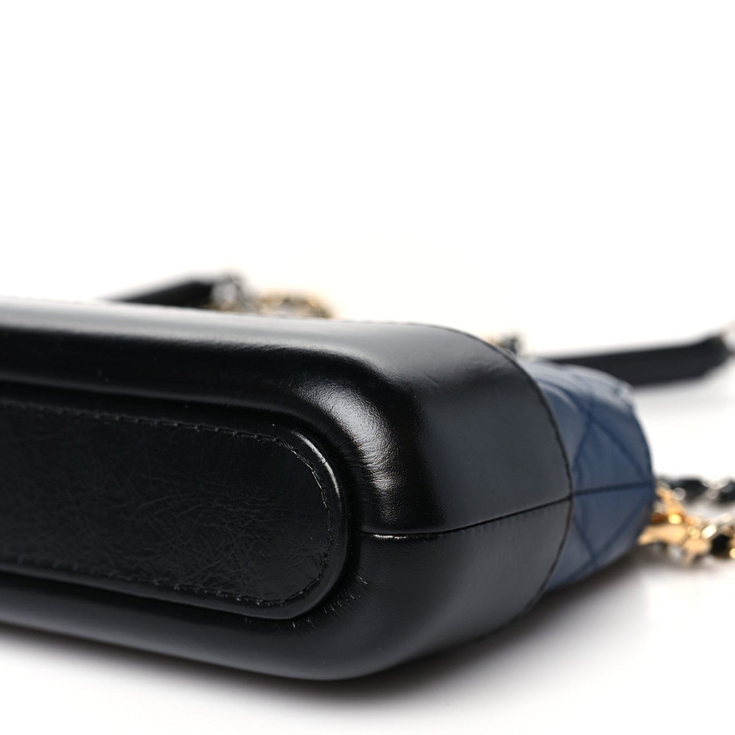 Aged Calfskin Quilted Small Gabrielle Clutch With Chain Navy Black