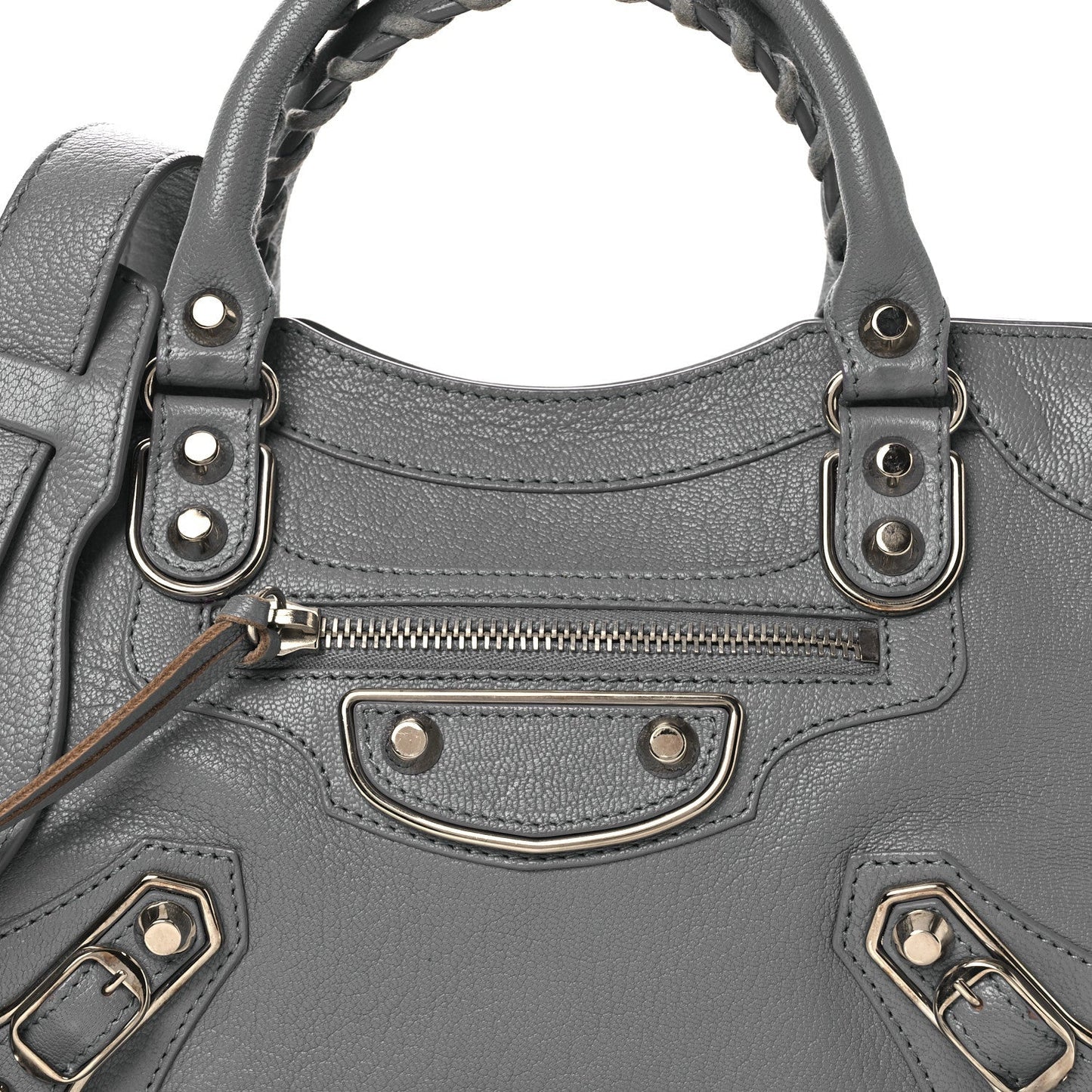 Chevre Silver Metallic Edge Hardware Mini City Bleu Acier