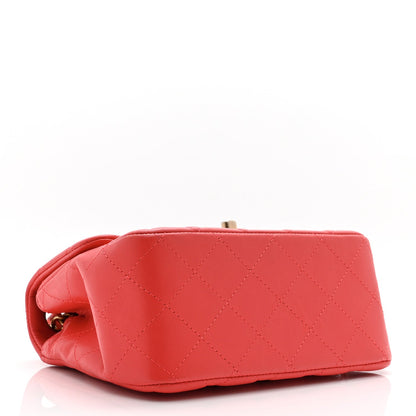 Lambskin Quilted Mini Square Flap Red