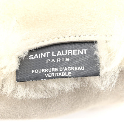 Shearling Calfskin Medium Reversible Monogram Kate Satchel Grey