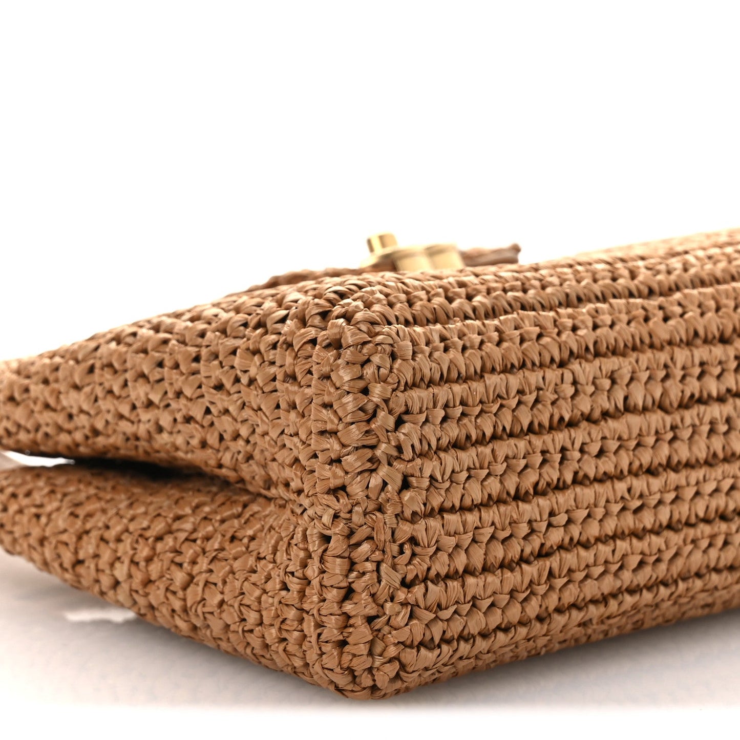 Braided Raffia Nano Kelly Flap Bag Dark Beige