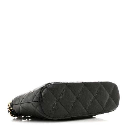 Caviar Quilted Classic Clutch With Chain Black