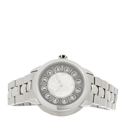 Stainless Steel Mother of Pearl Topaz Spinel 38mm Ishine Rotating Gem Two Tone Quartz Watch Black