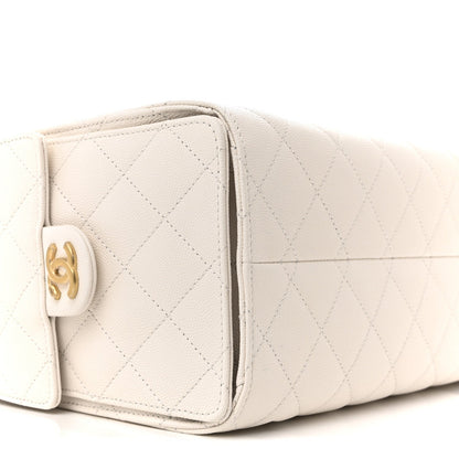 Caviar Quilted Small Chanel 25 Handbag White