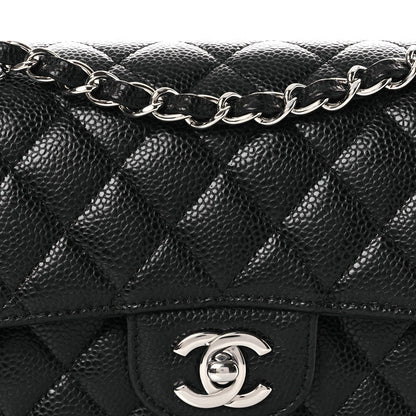 Caviar Quilted Small Double Flap Black