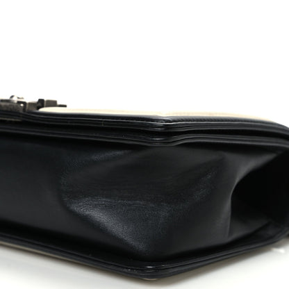 Calfskin Pleated Medium Boy In Rome Flap Black White