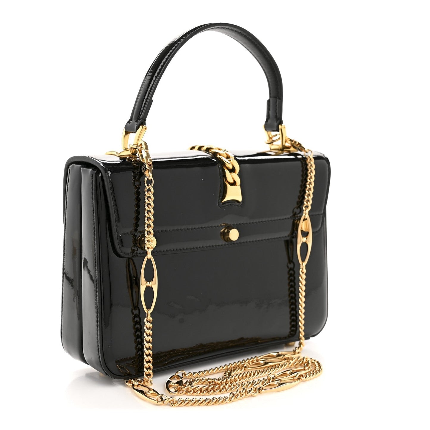 Mousse Top Patent Mini Sylvie 1969 Top Handle Bag Black