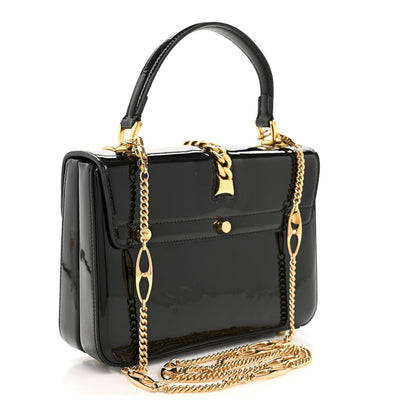 Mousse Top Patent Mini Sylvie 1969 Top Handle Bag Black