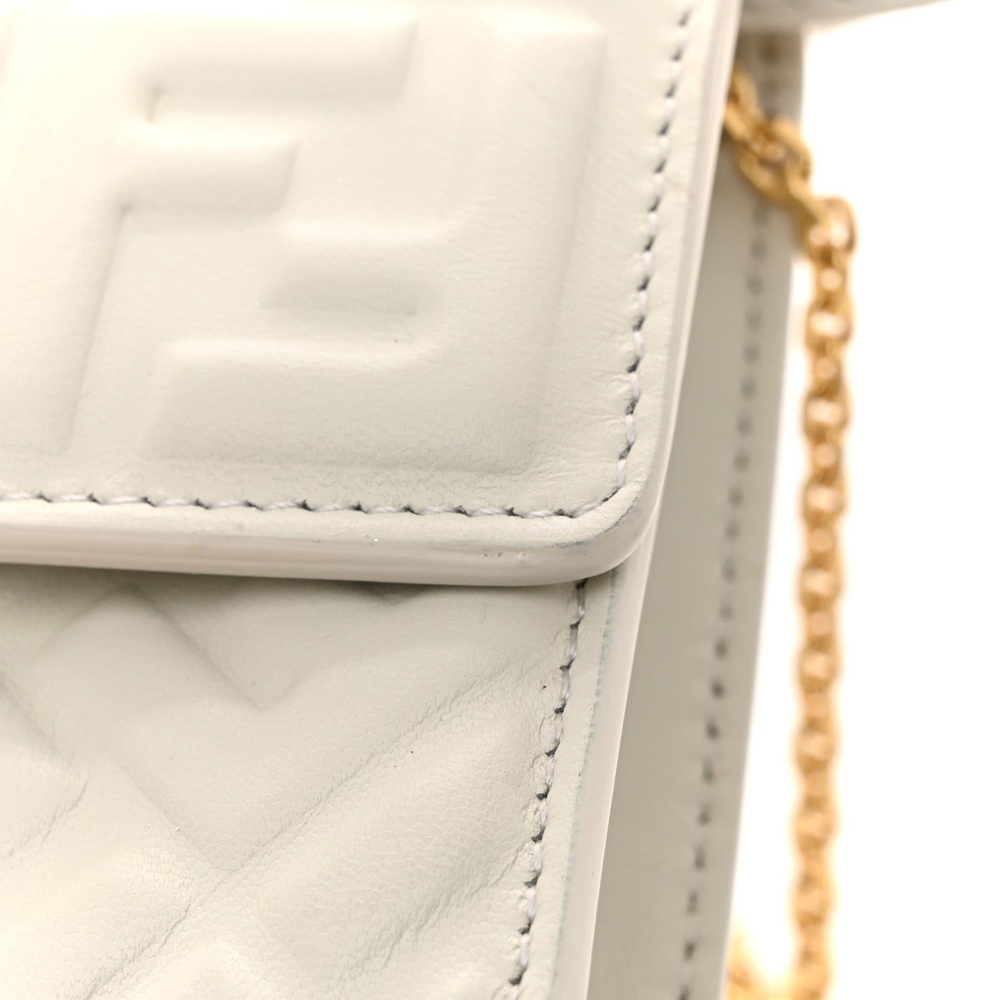Nappa Matisse FF Embossed Wallet On Chain Baguette White