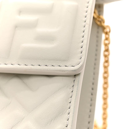 Nappa Matisse FF Embossed Wallet On Chain Baguette White