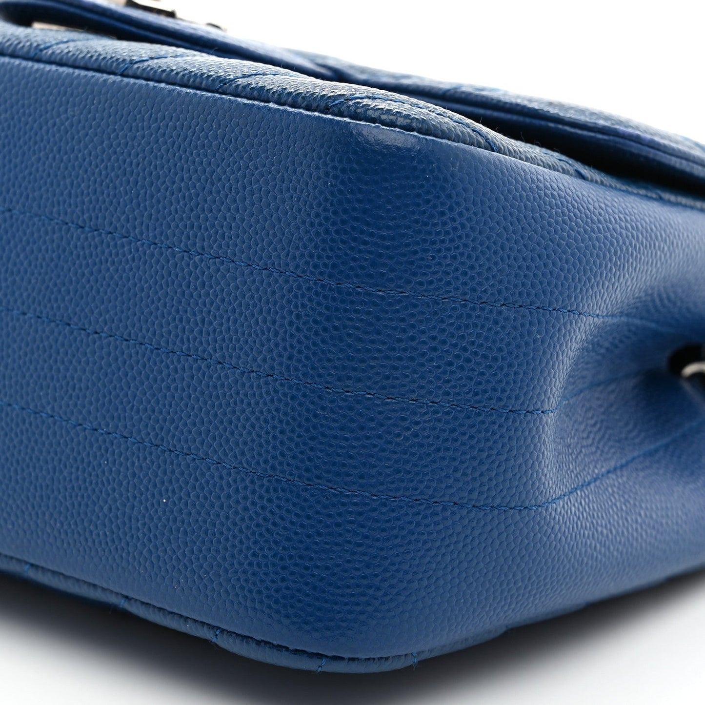 Caviar Chevron Quilted Mini Square Flap Blue