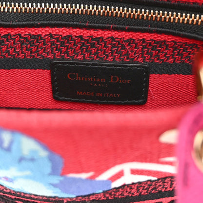 Canvas Embroidered Flower Pop Medium Lady D-Lite Red Pink