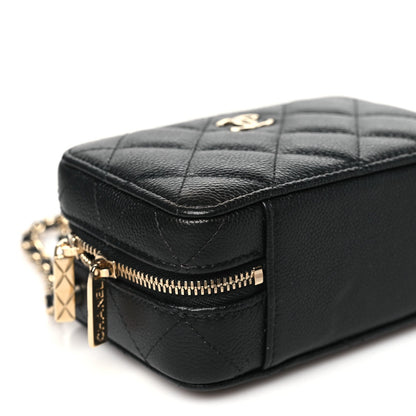 Caviar Quilted Small Top Handle Vanity Case Black