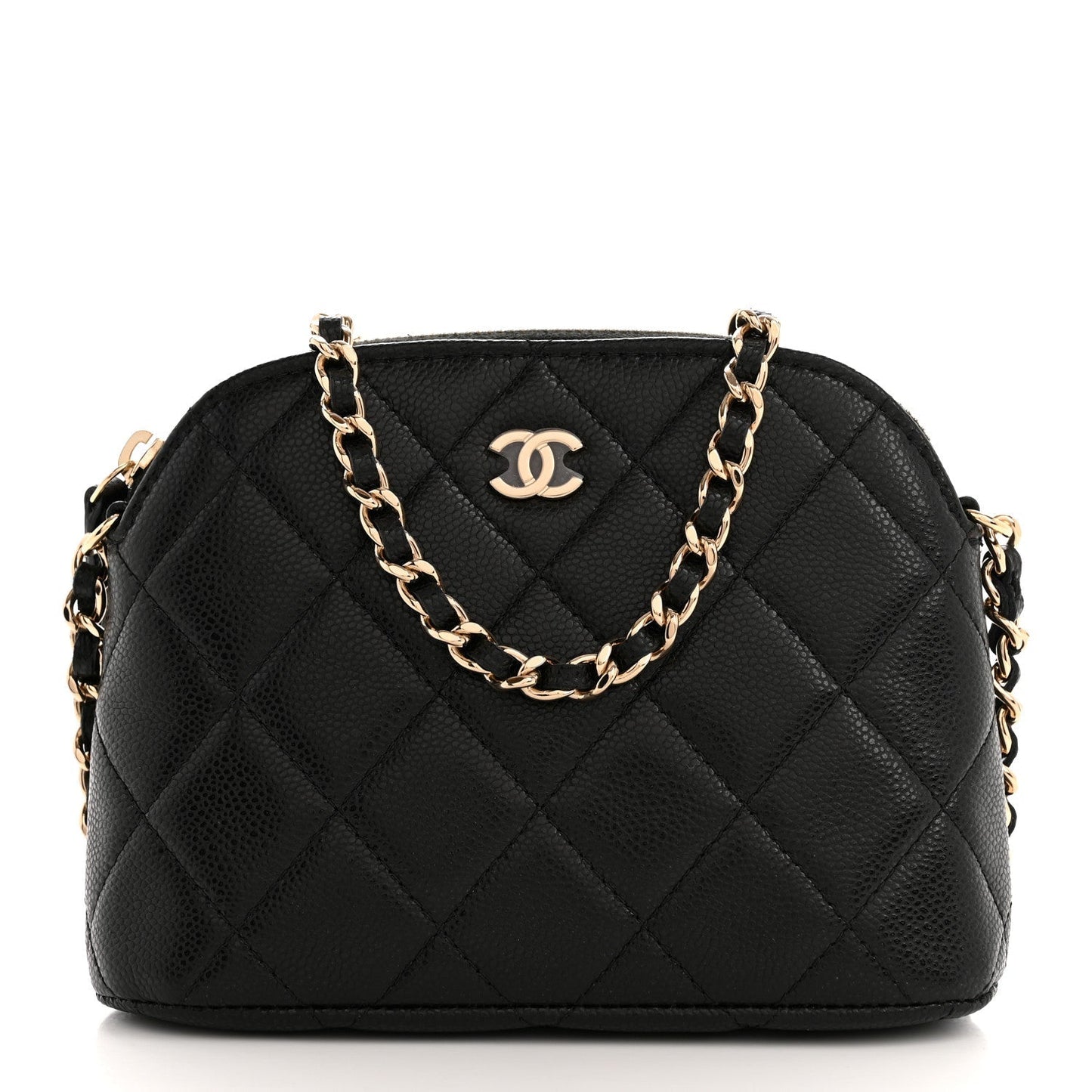 Caviar Quilted Classic Clutch With Chain Black