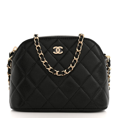 Caviar Quilted Classic Clutch With Chain Black