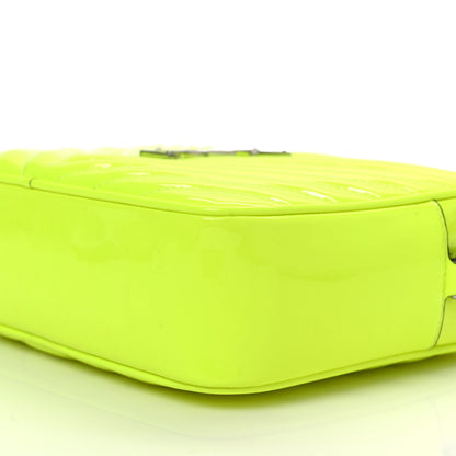 Patent Calfskin Matelasse Monogram Lou Camera Bag Neon Yellow