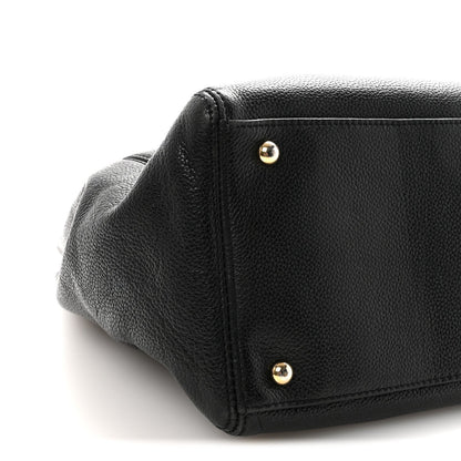 Calfskin Cerf Executive Shopper Tote Black