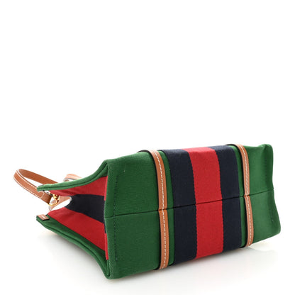 Canvas Calfskin Web Small Interlocking G Tote Bag Green Red