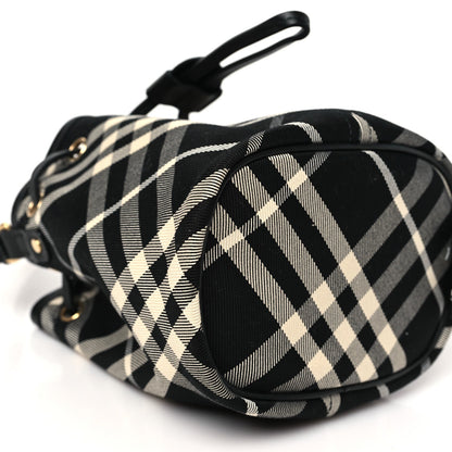 Check Mini Drawstring Pouch Black Calico