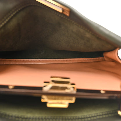 Vitello Seta Shiny Nappa Medium Peekaboo Iconic Satchel Verde Prato Makeup