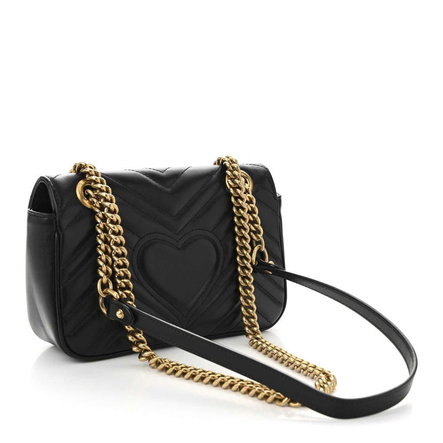 Calfskin Matelasse Small GG Marmont Shoulder Bag Black