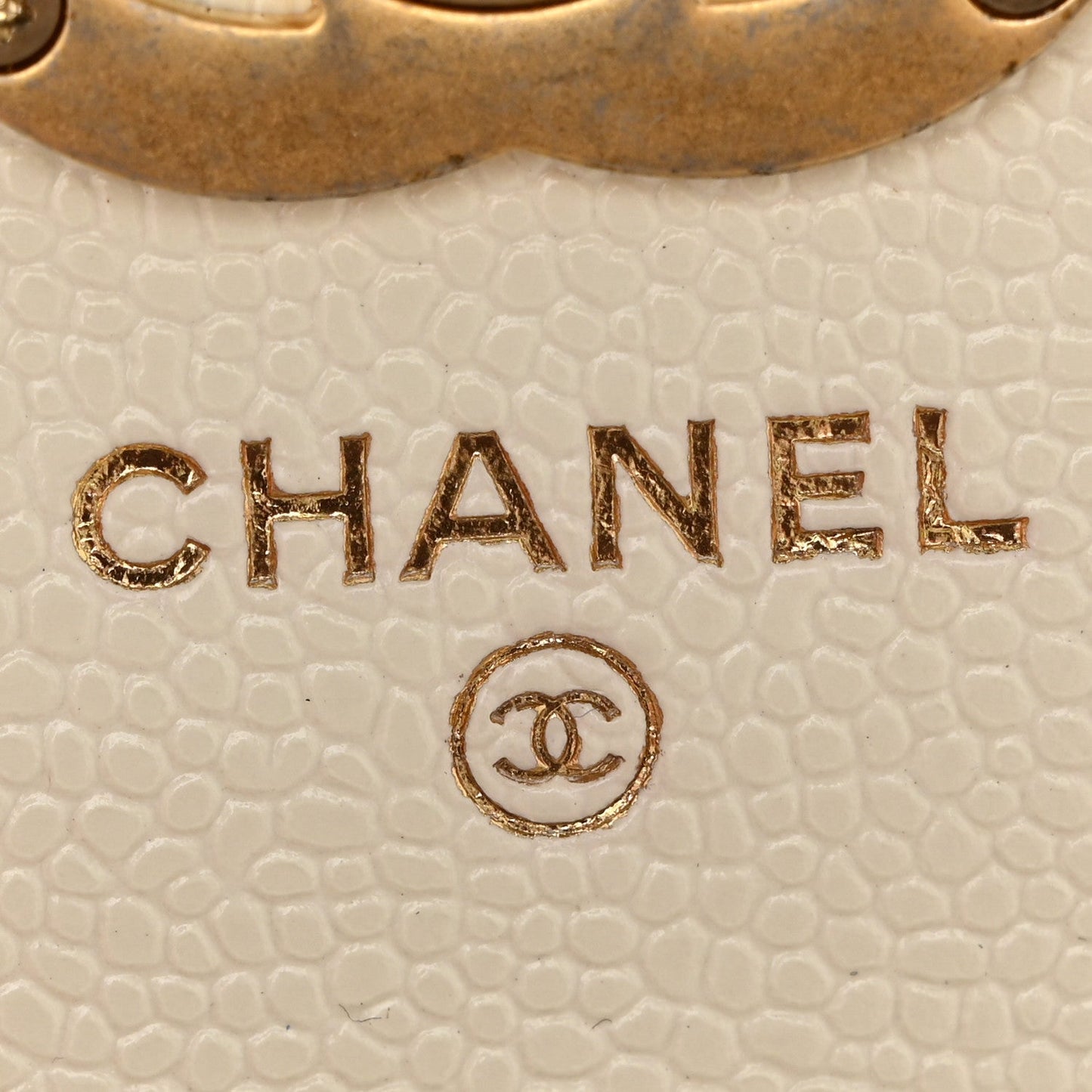 Shiny Caviar Quilted Chain Melody Belt Bag White